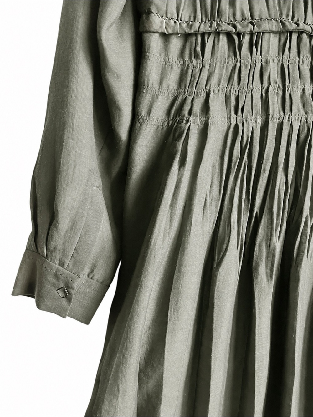 Elie Tahari Olive Brown Pleated Snap Front Shirt Dress Medium - Picture 9 of 11